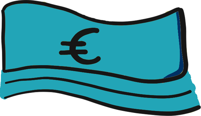 Zeichnung von einigen Euro-Scheinen