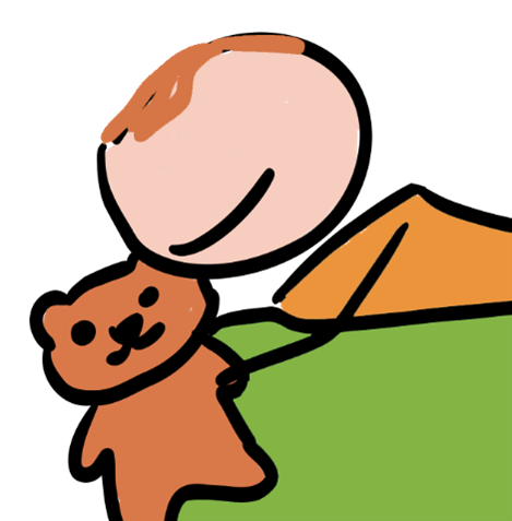 Zeichnung von einem Kind, das mit einem Teddybären in den Armen schläft