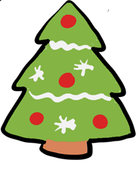Zeichnung von einem geschmückten, weihnachtlichen Tannenbaum